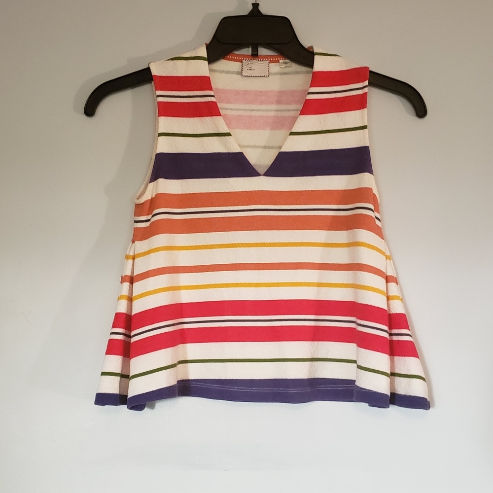 Anthropologie Colorful Striped Flowly Top XXS